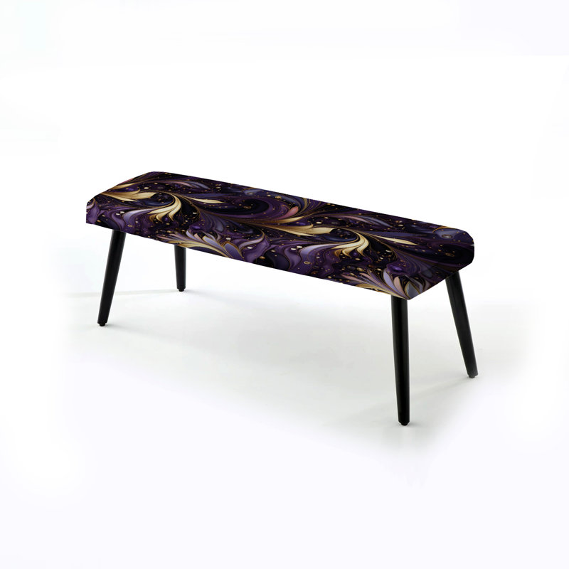 Gold And Purple Amethyst Marble Pattern - Marble Upholstered Black Bench