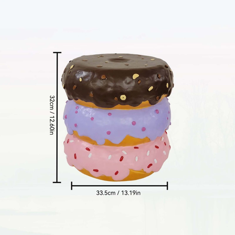 Tabouret de beignet empilé fantaisiste, table d'appoint de personnage de dessert colorée pour la décoration intérieure et extérieure, sièges créatifs et fonctionnels