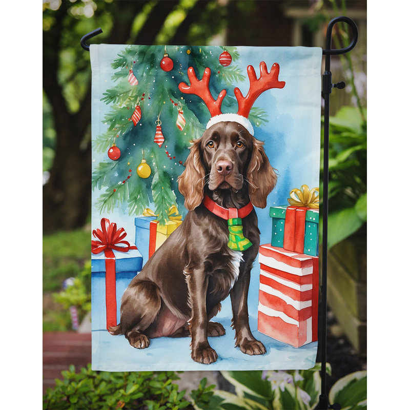 Drapeau de Noël renne de jardin, Épagneul Boykin