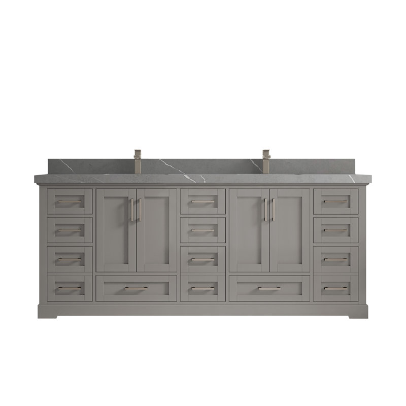 Ensemble de meuble-lavabo double 84 po Esin, Gris Piatra