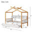 Lit simple en bois blanc et naturel - 2 tiroirs de rangement et 4 étagères à livres confortables pour chambre à coucher avec structure en bois