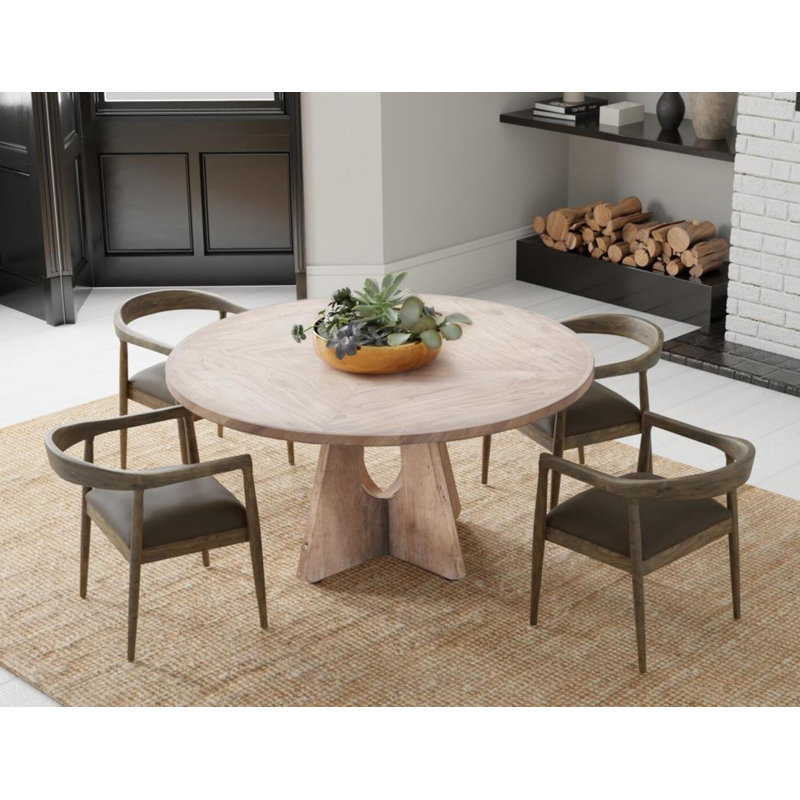 Table de salle à manger Balam, Marron clair, H 29,5 po x L 47 po x l 47 po, Marron clair