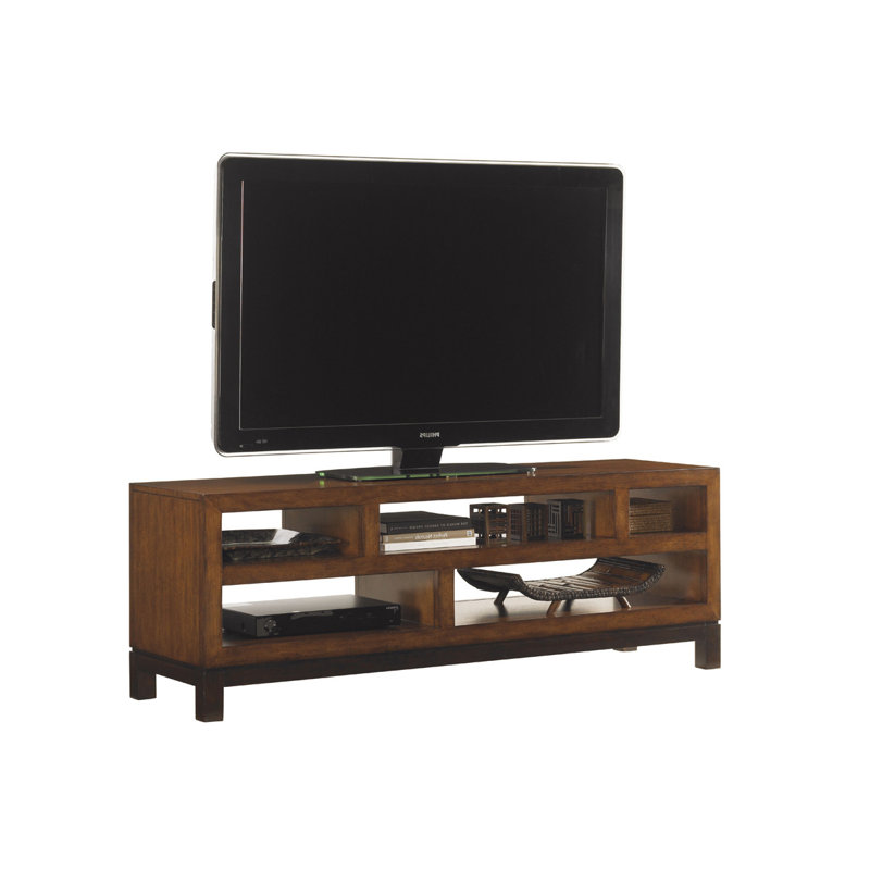 Transitional Sienna Bali Brown Media Console with Cabinet