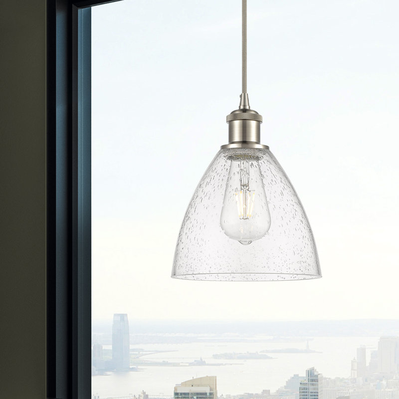 Luminaire suspendu en forme de dôme à 1 lumière Haide, Ampoule non incluse, H 11,25 po x l 7,5 po x P 7,5 po