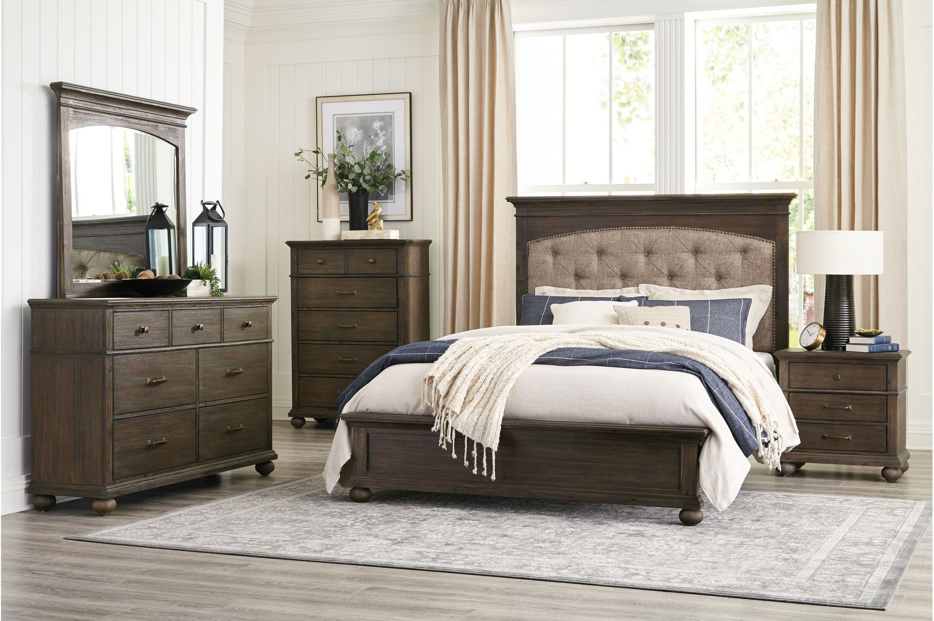 Darby Home Co Amaara 5-1_Neha Brown Upholstered Panel Bedroom Set | Wayfair