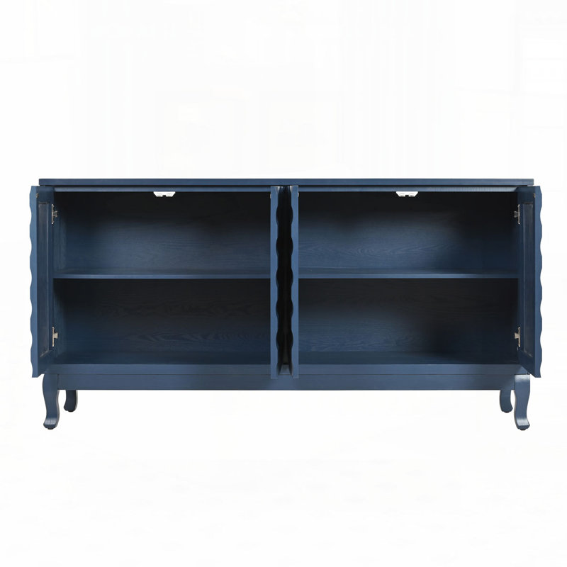 Armoire 4 portes avec rangement, tablettes réglables, Bleu