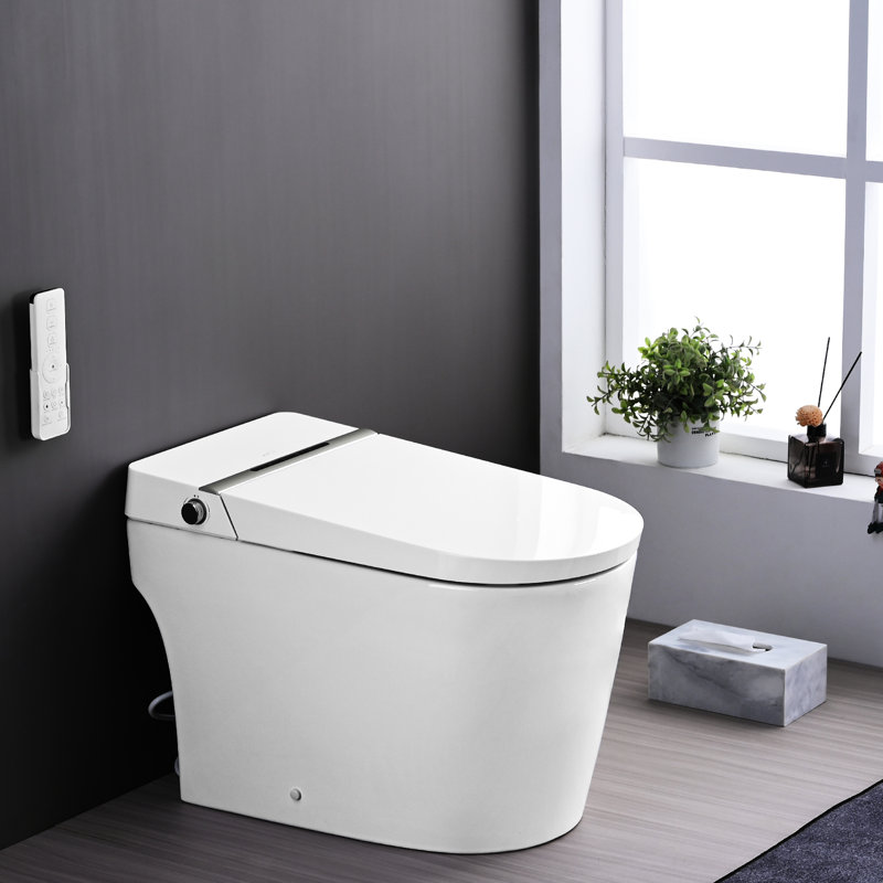 Toilette intelligente avec nuit, buse autonettoyante, siège chauffant, capteur de pied, télécommande, bidet à affichage DEL,