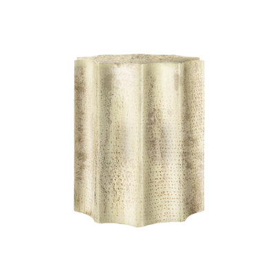 Table d'appoint tambour contemporaine en métal avec texture martelée, parfaite pour le salon et la chambre à coucher