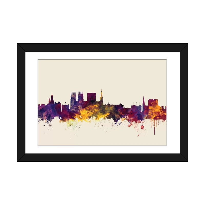 Série d’horizons : york, angleterre, royaume-uni, impression sur toile tendue beige, H 24 po x l 32 po x P 1 po, Blanc
