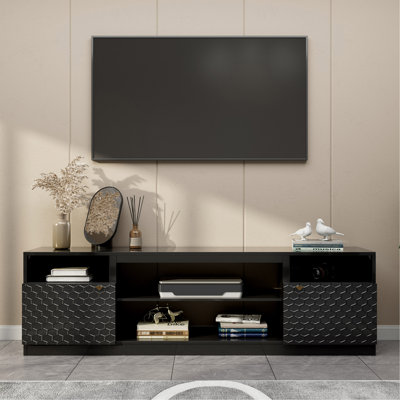Meuble télé noir moderne / contemporain de 15,47 po (pour téléviseurs de plus de 70 po)