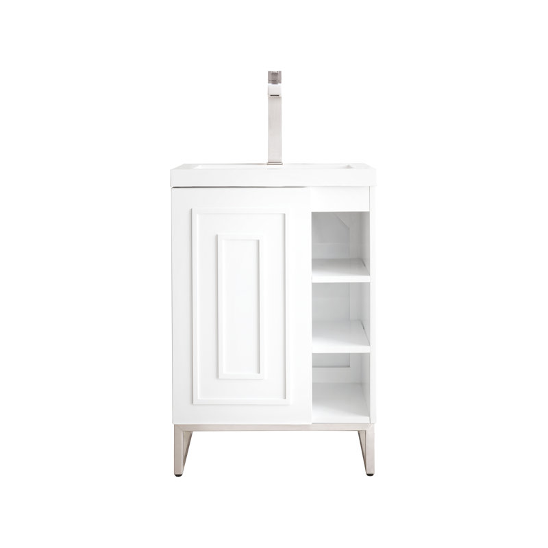 Alicante 24'' W Single Vanity, Glossy White, Brushed Nickel