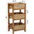 3 Tier Hardwood Frame Grocery Storage Organizer Rack, Light Oak, 3 Woven Water Hyacinth Baskets