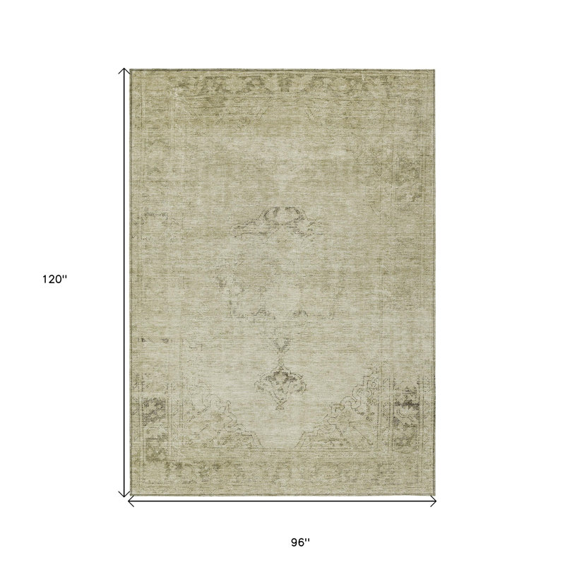 Tapis intérieur / extérieur beige lavable taupe et brun 8 pi x 10 pi