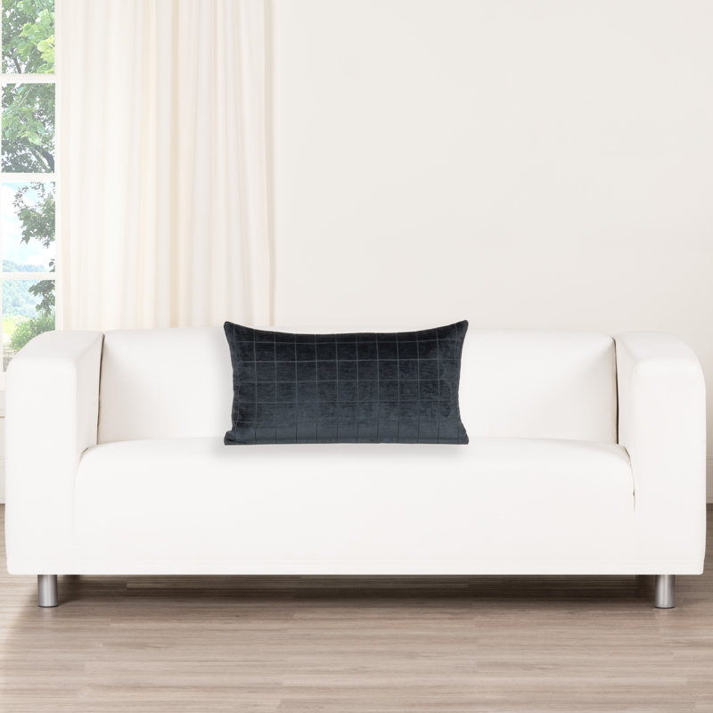 Otterville Geometric Throw Pillow, Polyester, 12"H x 21"W, Navy Geometric