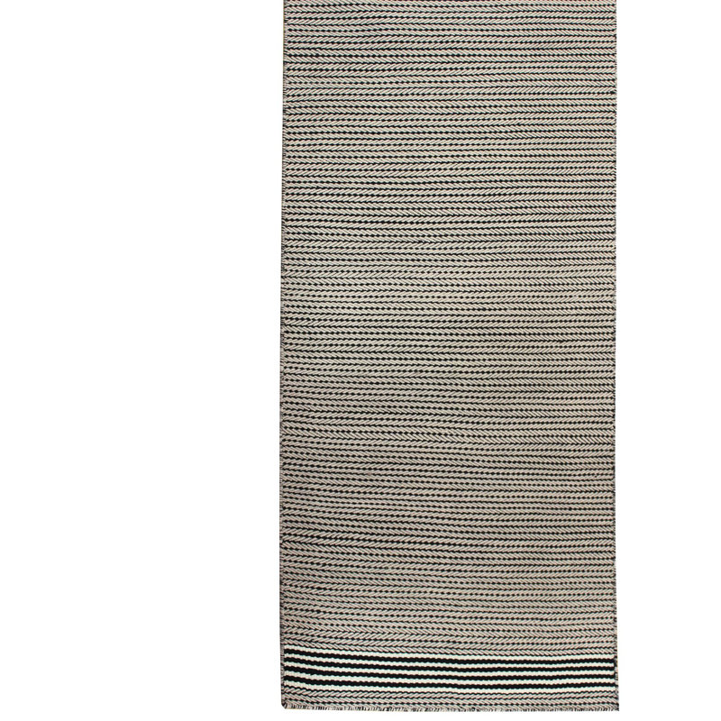 Wool Striped Area Rug in Beige, Runner 2'4" x 11'3"