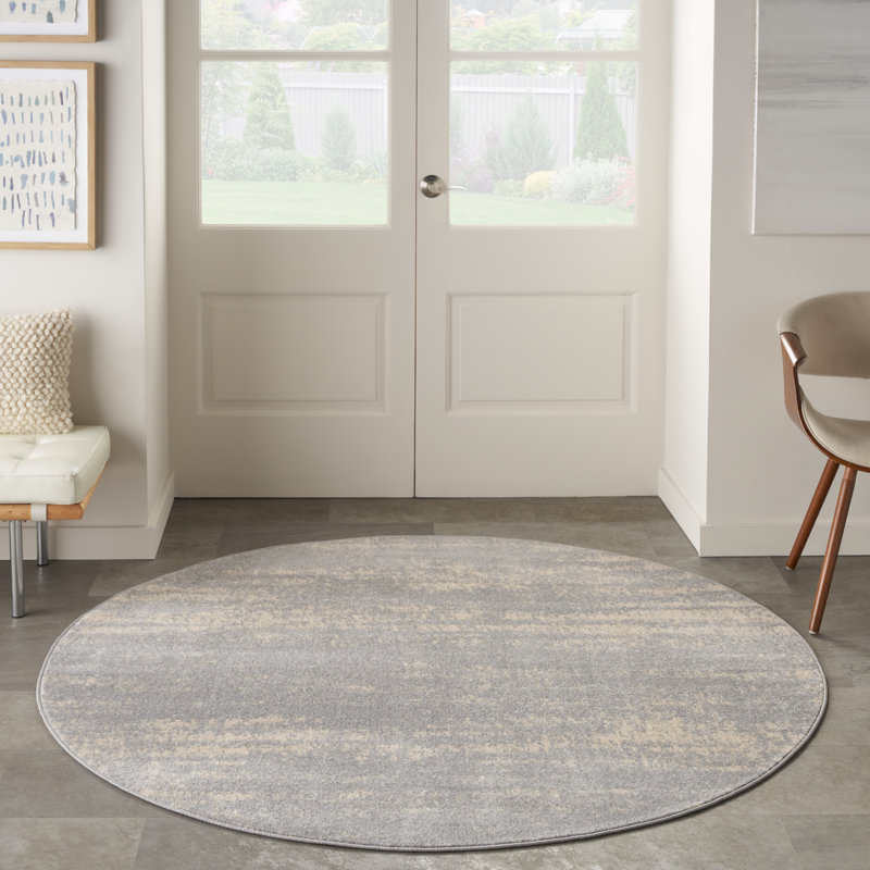 Tapis intérieur / extérieur gris Nourison Essentials, Rond 4 pi
