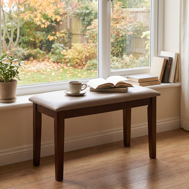31" Upholstered Bench ,Solid Wood Frame Entryway Dining Bench with Breathable Tech Fabric Cushion