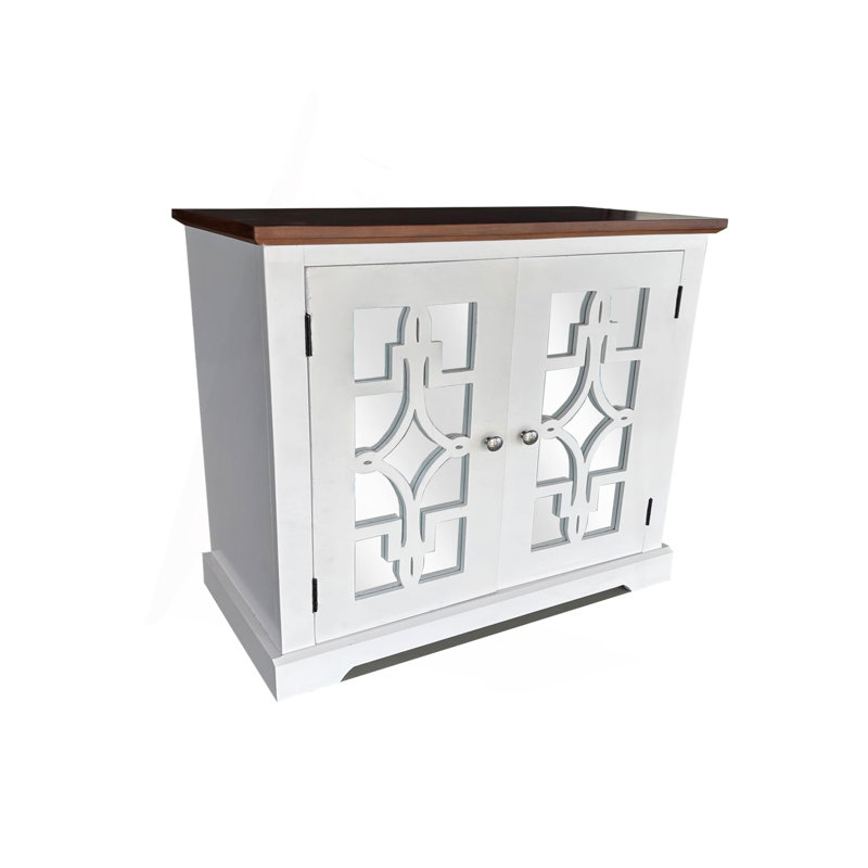 Armoire en bois massif avec porte miroir et tablette Logan