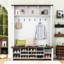 Arbre d'entrée rustique avec banc, crochets et rangement Rustic Farmhouse-1735156888
