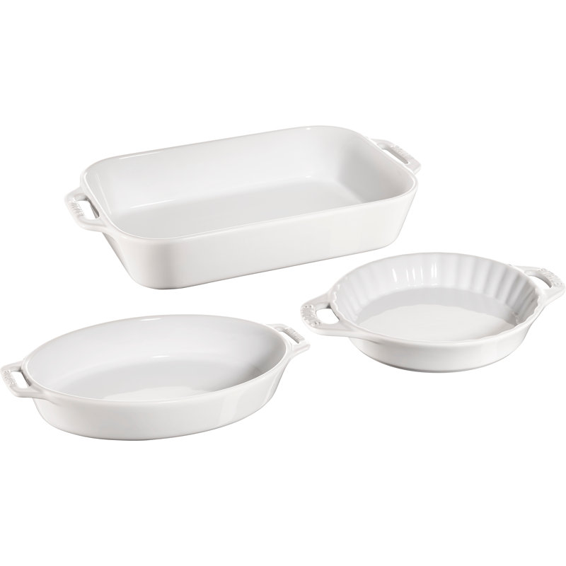 Ceramique Essential Bakeware Set 3 Piece, White