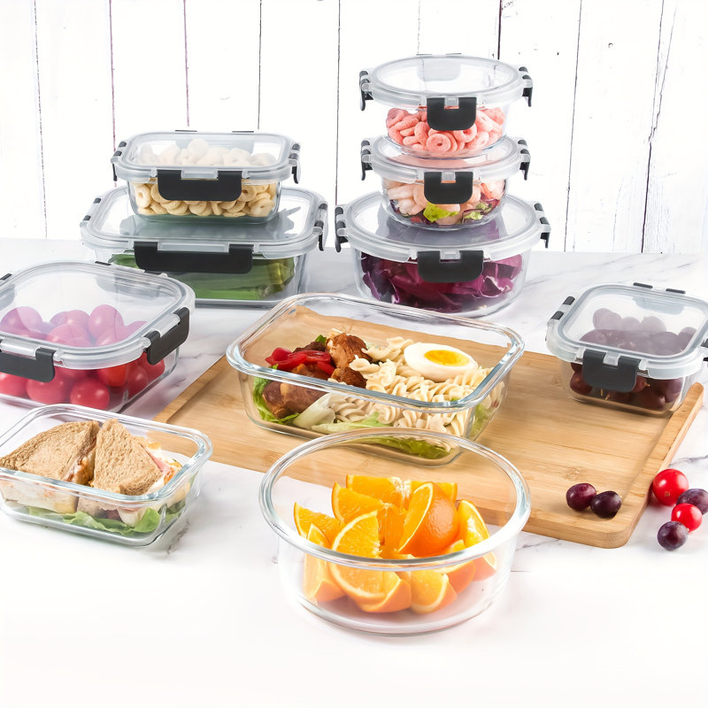 24 pièces 24 pièces contenants alimentaires en verre borosilicaté avec couvercles