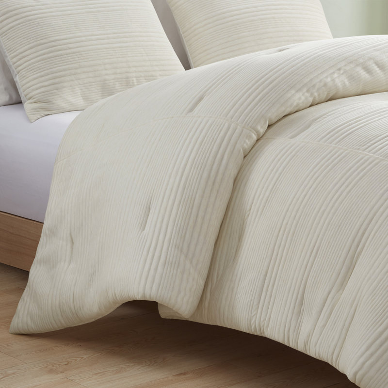 Ensemble d'édredon en jersey tricoté 3 pièces Wyatt, Édredon double / grand + 2 taies décoratives sta