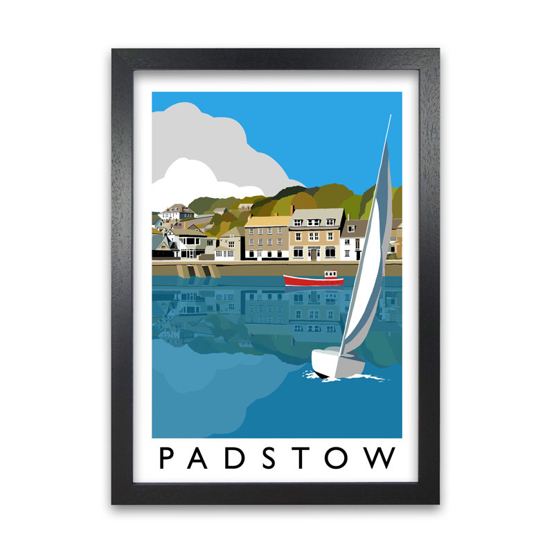Padstow by Richard O'Neill - Single Picture Frame Print, 42 cm H x 29.7 cm W, Black