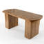 Table de salle à manger moderne noyer brun avec base à double panneau fermé et extrémités arrondies
