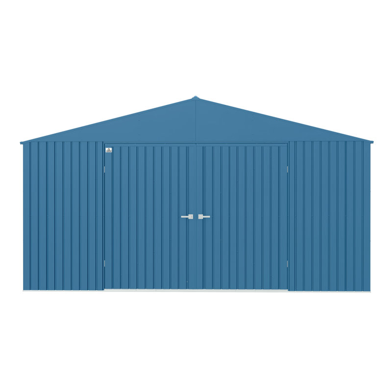 14 ft x 12 ft Blue Steel Storage Shed with Swing Doors