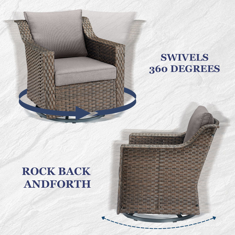 Ensemble de chaises pivotantes d'extérieur avec repose-pieds et table d'appoint Jenesys - Confortable, durable pour les patios et les jardins