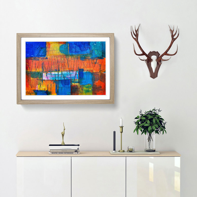 Abstract Art Painting Vol.298 by S.Johnson - Framed Print, Oak Framed, 36cm H x 48cm W x 2cm D