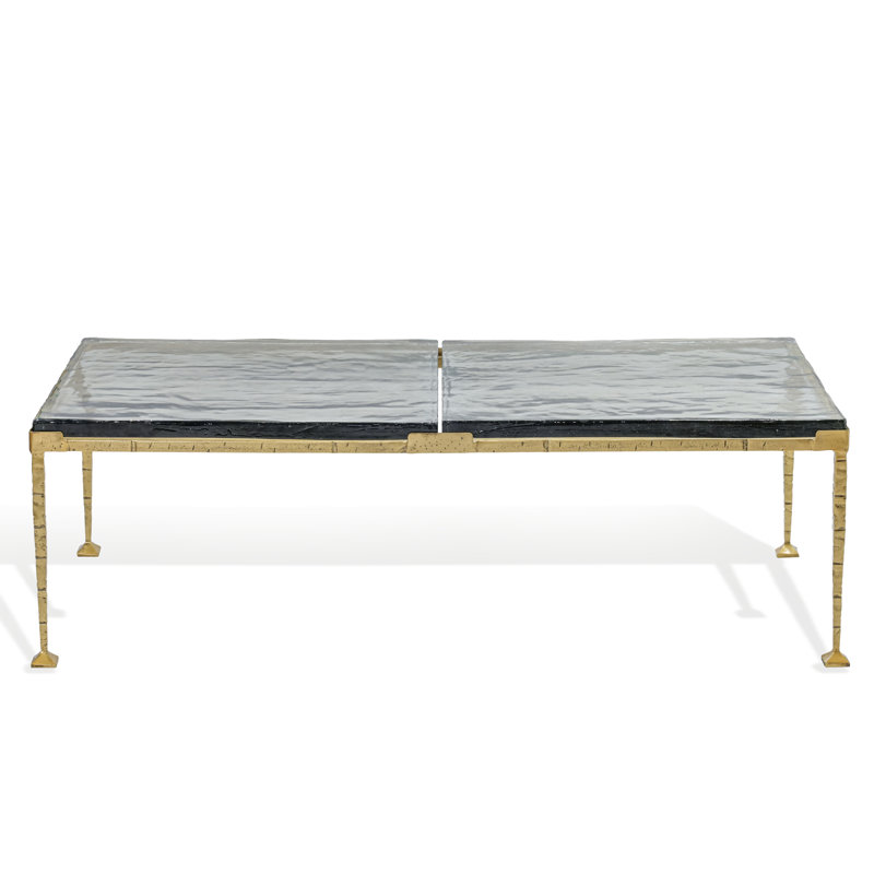 Castino Rectangular Coffee Table, Smoked Glass / Brass