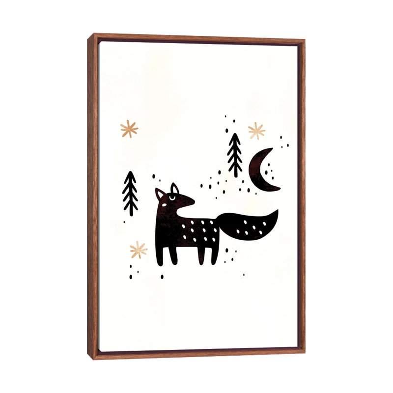 «Little Winter Fox» par Kubistika - Reproduction d'art graphique sur papier encadré, H 26 po x l 18 po x 1,5 po, Pas de tapis