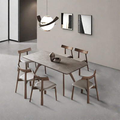Rectangular rock plate dining table sets