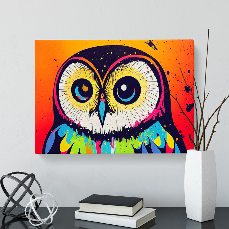 Painted Barn Owl Abstract - Wrapped Canvas, 40cm H x 60cm W x 3cm D