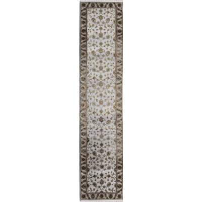 Hand-Knotted High-Quality Ivory and Cream Runner
