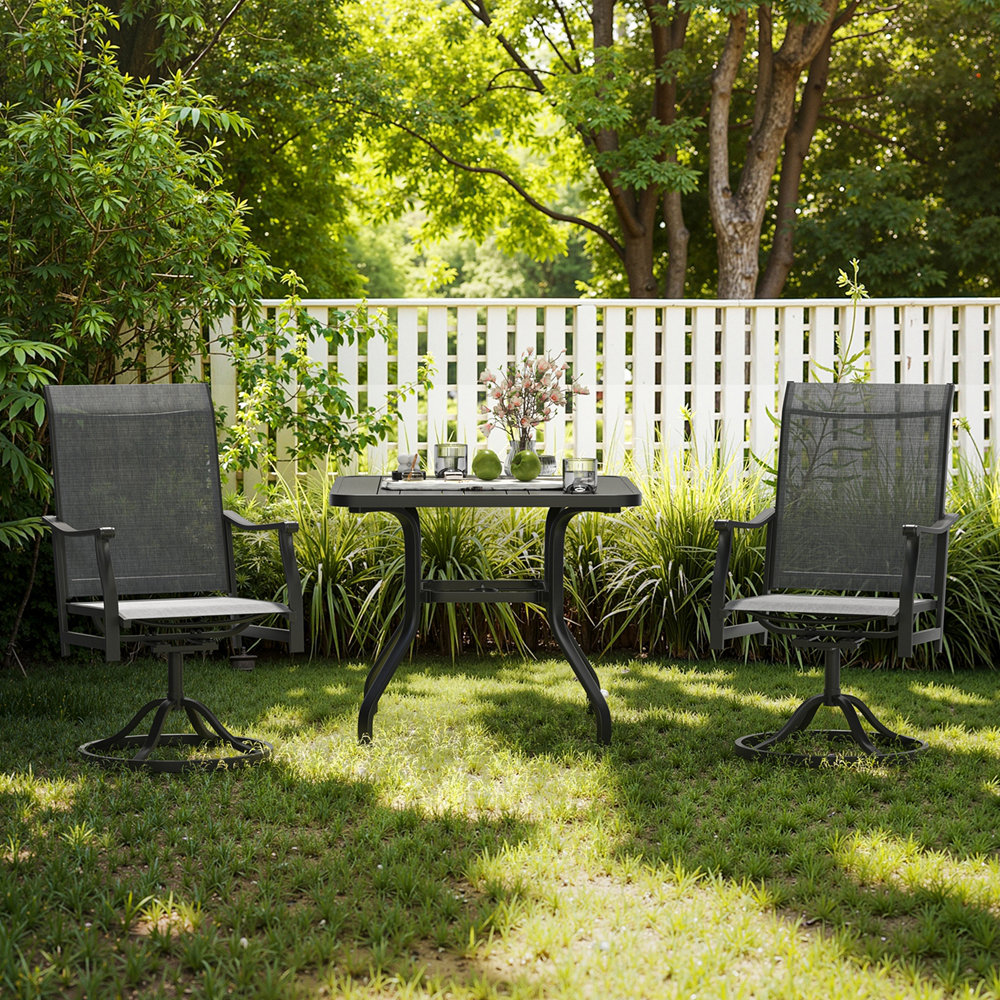 Latitude Run® Outdoor Dining Chairs Set of 2, 360°Swivel Patio Dining ...