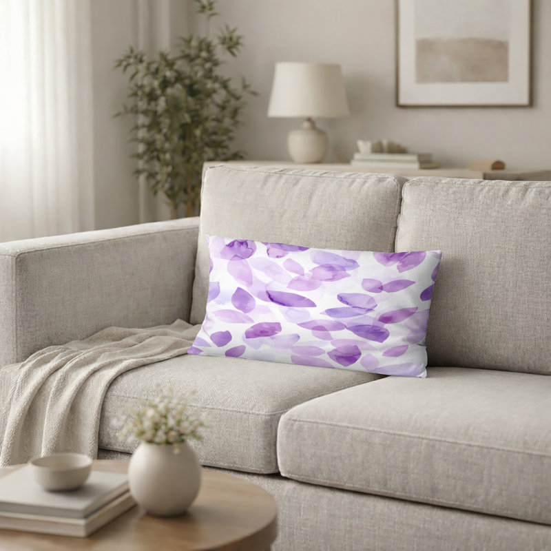 Coussin Boho - Coussin abstrait imprimé lavande, H 12 po x l 20 po
