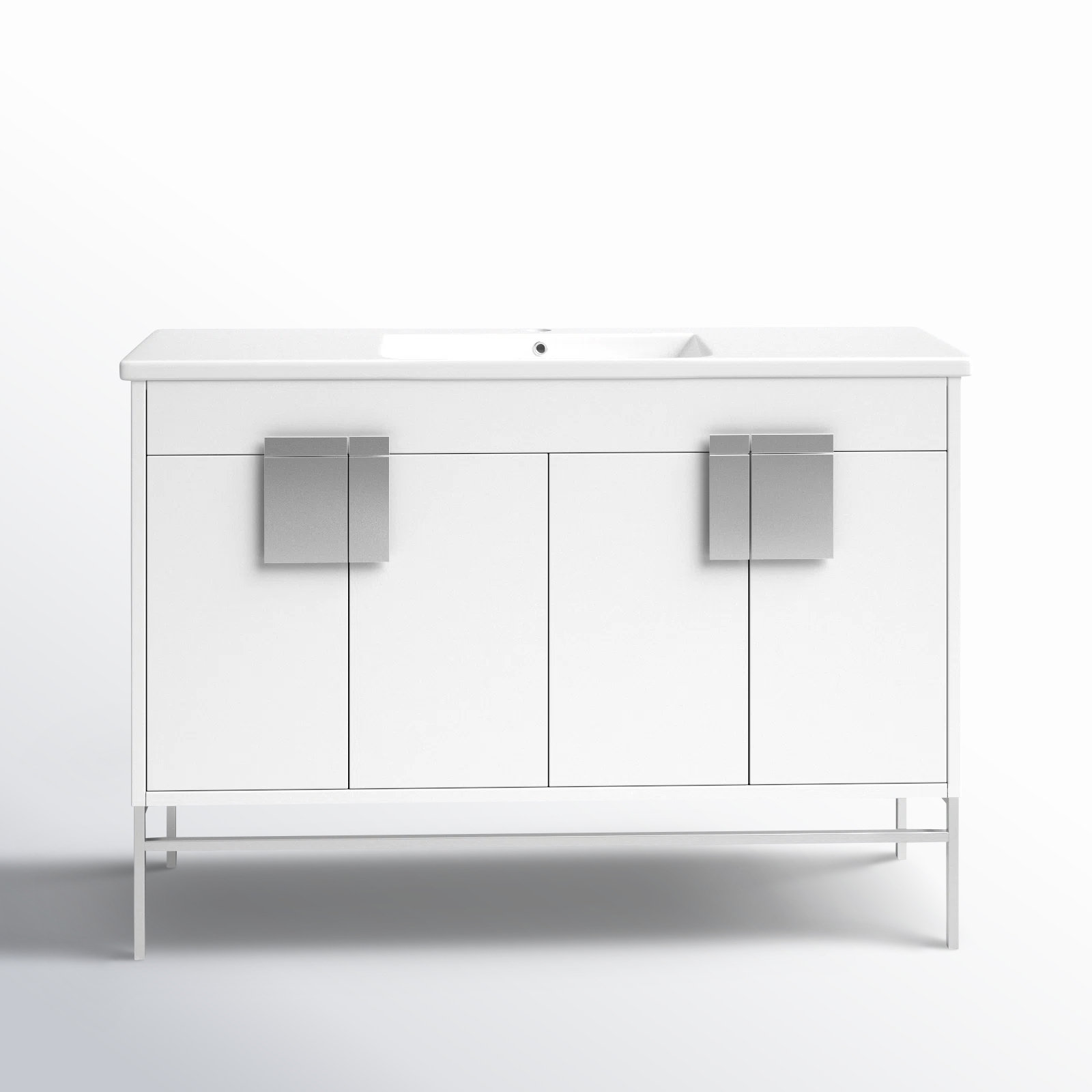 Maisie 48'' Single Bathroom Vanity, White, Polish Chrome
