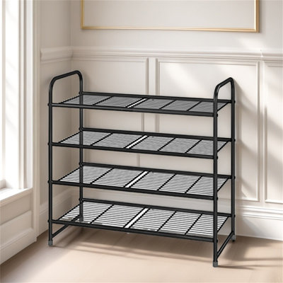 Étagère à chaussures simple et élégante à 4 couches, étagère à chaussures extensible et réglable, grillage métallique