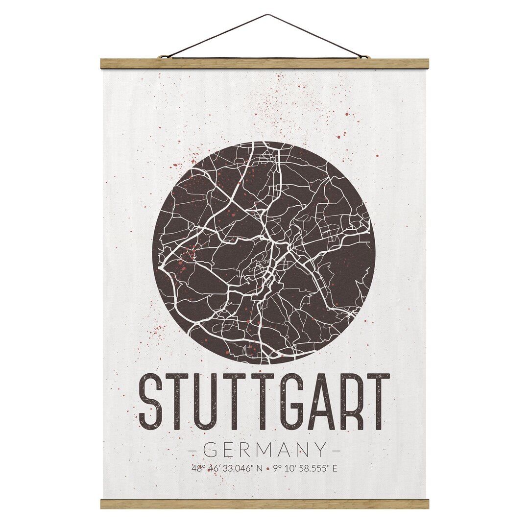 Stoffbild Stadtplan Stuttgart - Retro