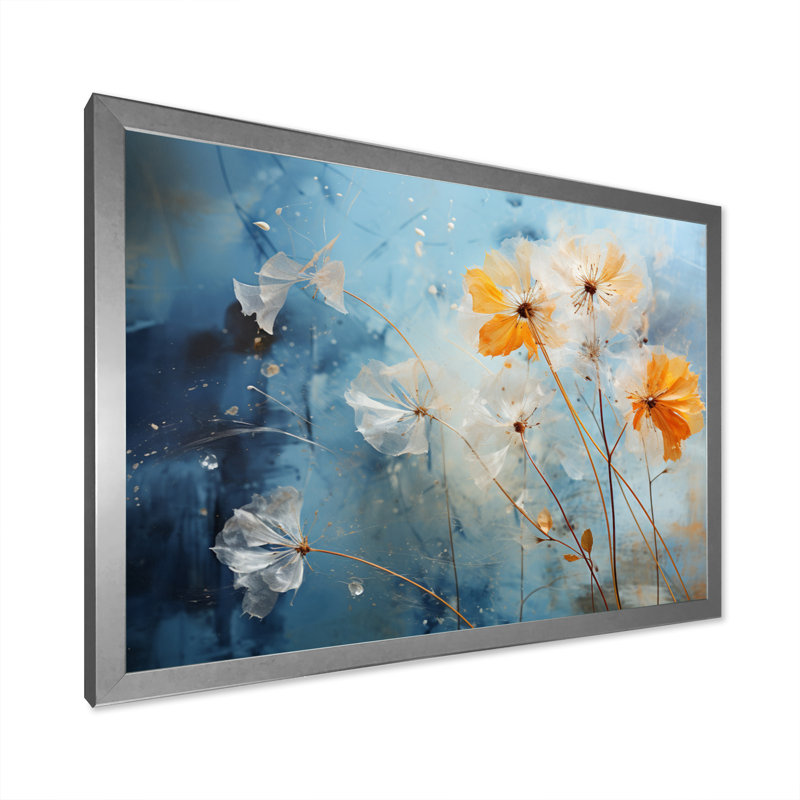 «Dandelion Natures» sur toile, H 30 po x l 40 po x P 1,5 po, Cadre simple argenté