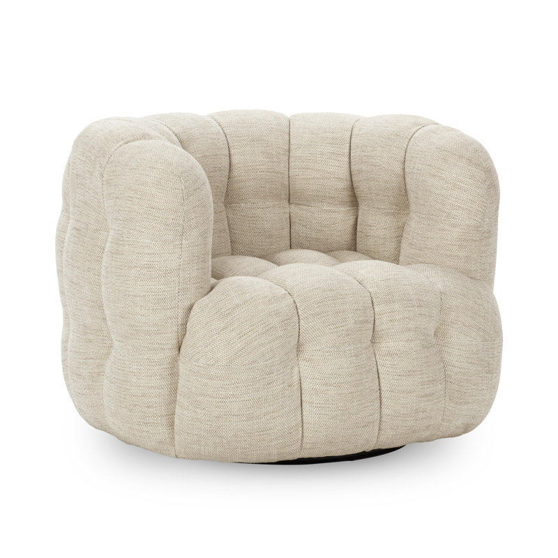 Fauteuil demi-tonneau Walter, Mélange de polyester beige