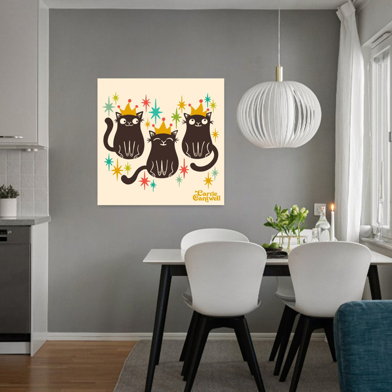 Art contemporain rétro, art de chat, H 32 po x l 32 po
