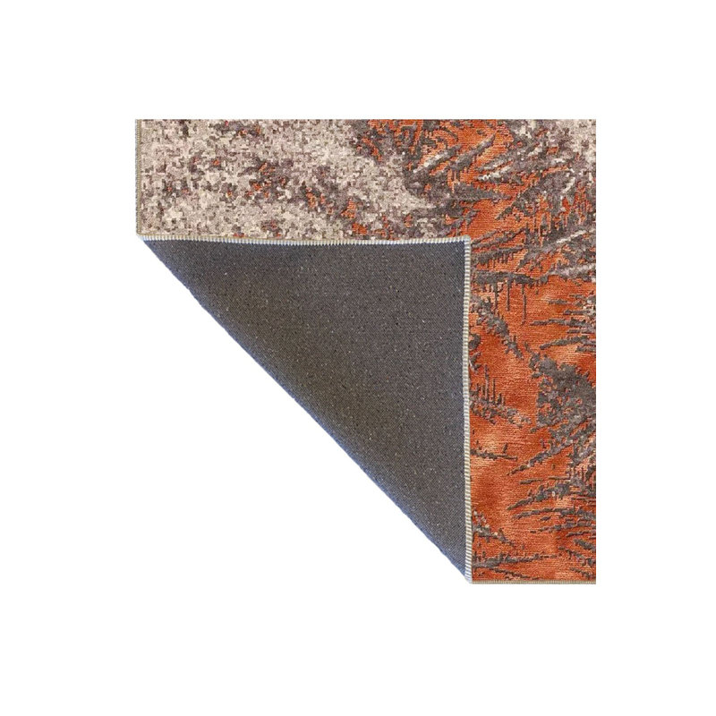 Orange Colorful Split Patterned Decorative Washable Rug, Runner 2'6" x 6'7" Rug Pad Included