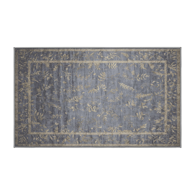 Machine Washable Gray Area Rug, Rectangle 7' x 10'