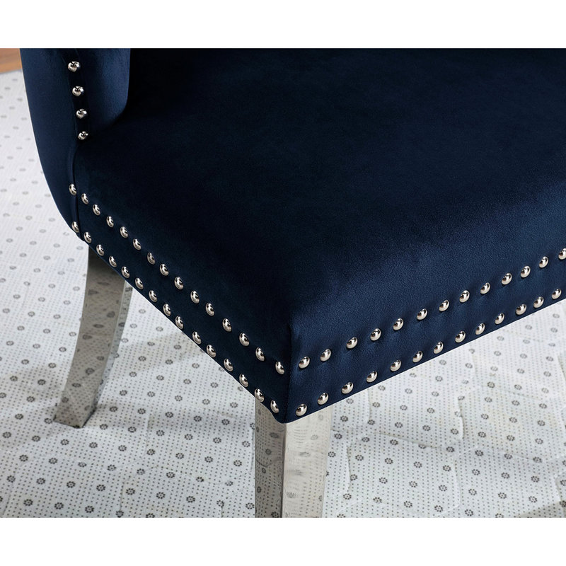 Chaise à oreilles en flannelette Nowlin Blue, Bleu