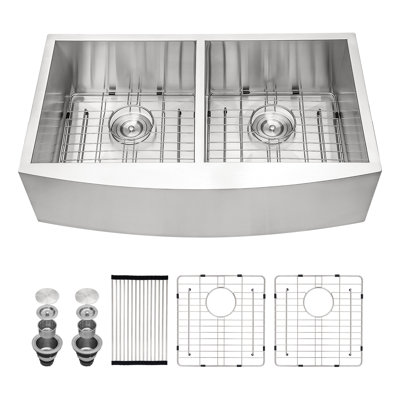 33'' L Double Bowl Ceramic Kitchen Sink