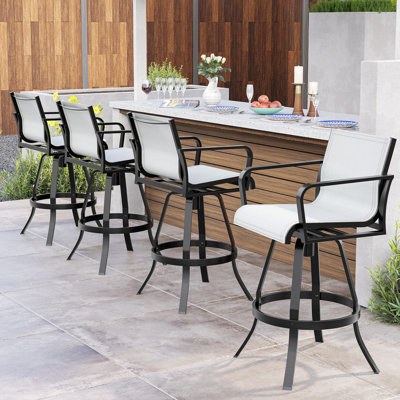 30" Swivel Aluminum Outdoor Bar Stool with Sunbrella Fabric (Set of 4)