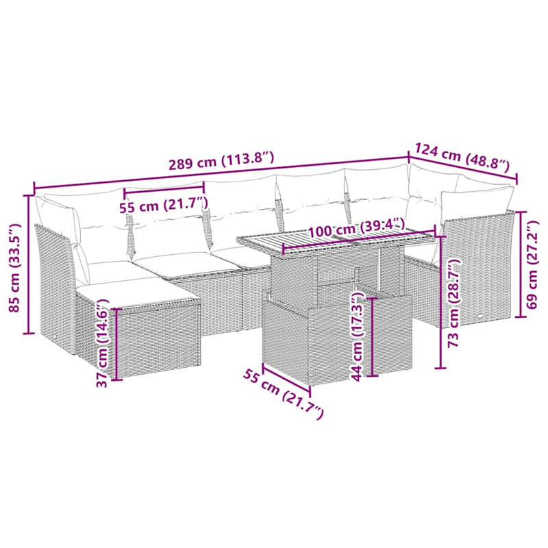 Ensemble de canapé de jardin Vidaxl beige